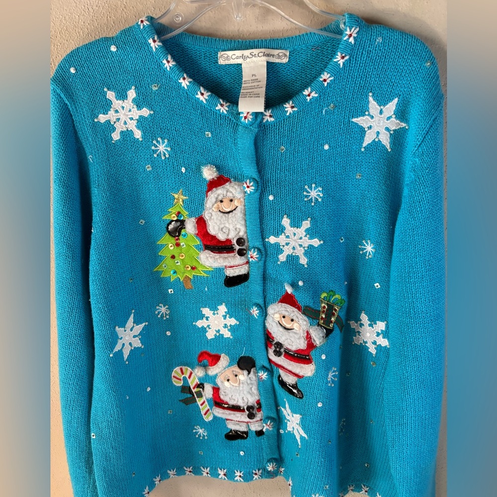 Santa Carly St Claire Santa  Sz LP Santa  Cardigan  Sweater